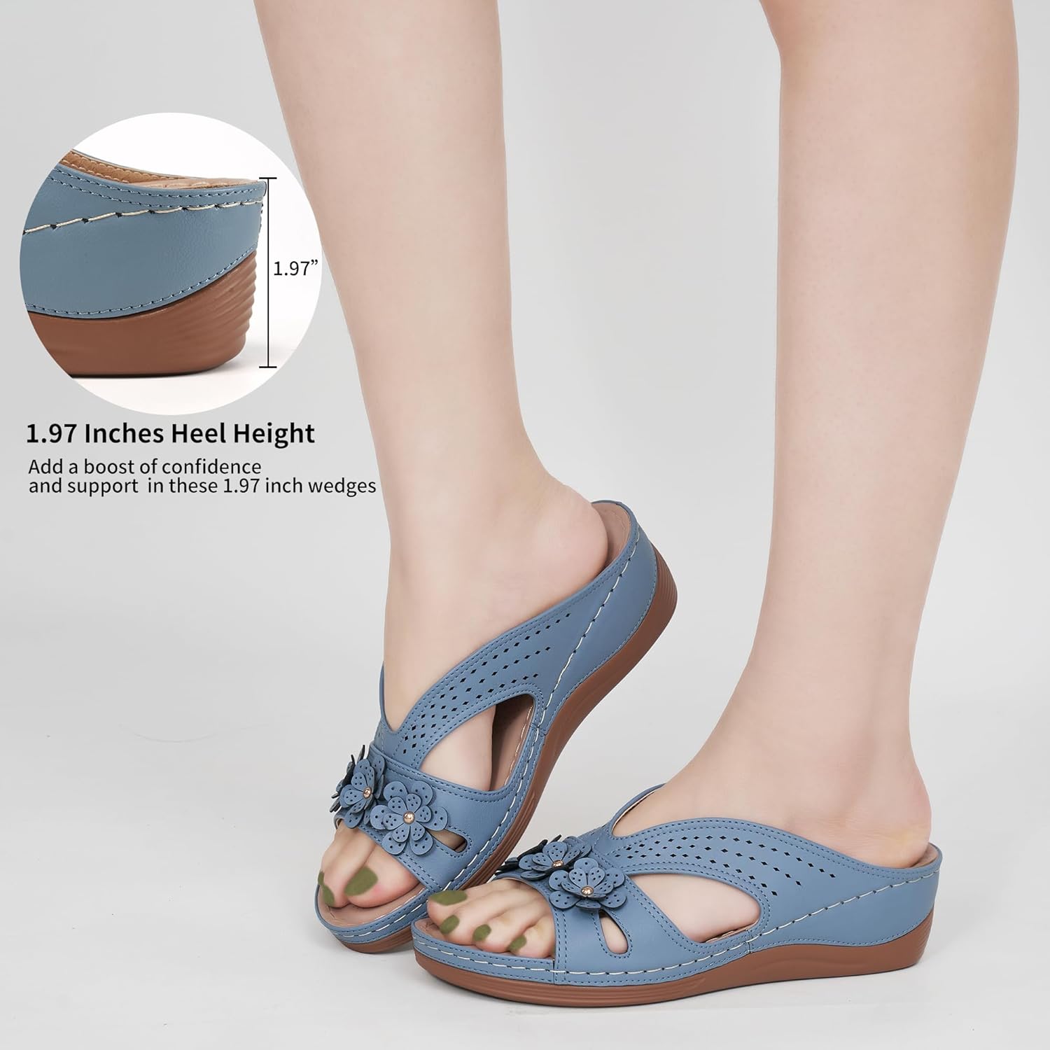 Detalle de Ecetana Women’s Wedge Sandals (Slip-On) with Memory Foam Platform Insoles