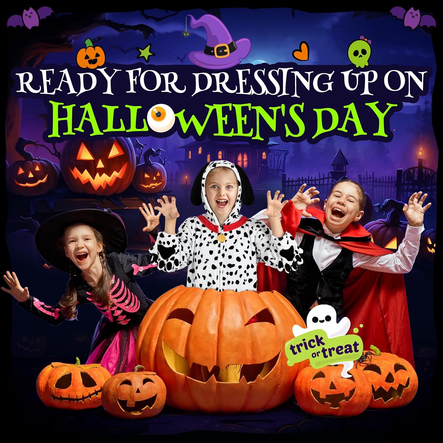 Thumbnail 5 de GiftInTheBox Black Cat Costume for Kids, Hooded One-Piece with Tail and Gloves