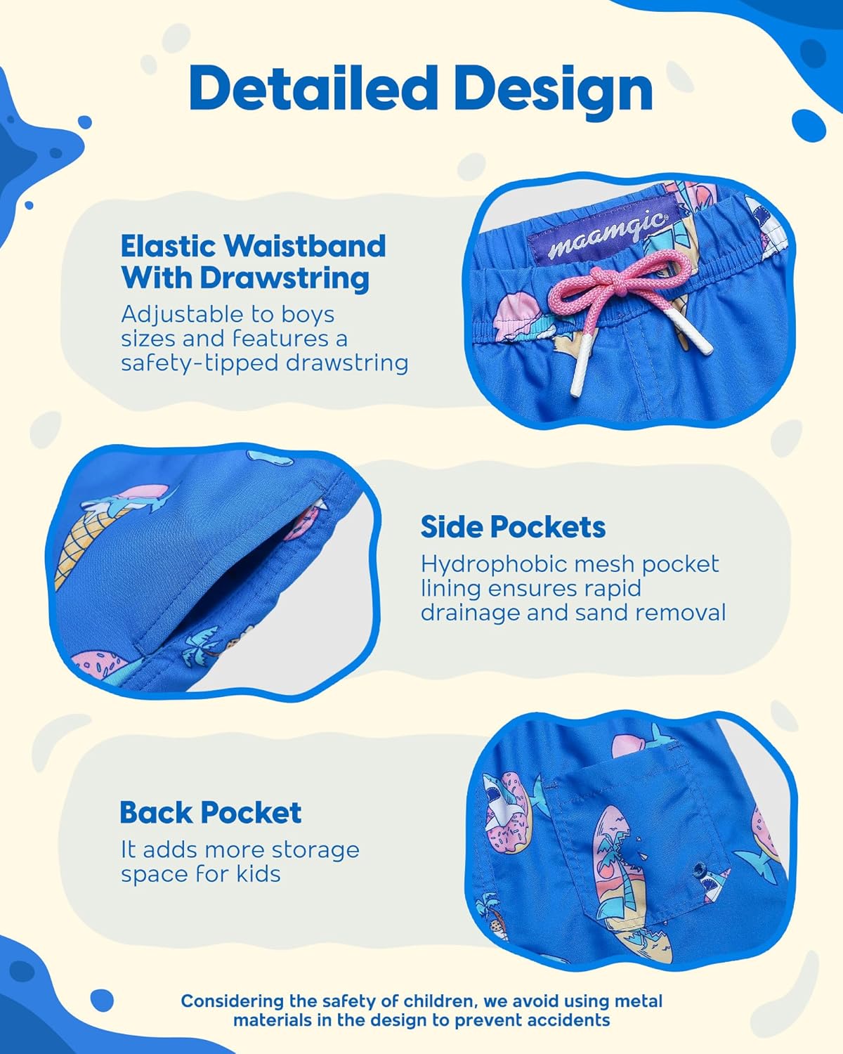 Thumbnail 3 de maamgic Boys Swim Trunks: Toddler to Youth Beachwear with Quick-Dry Comfort