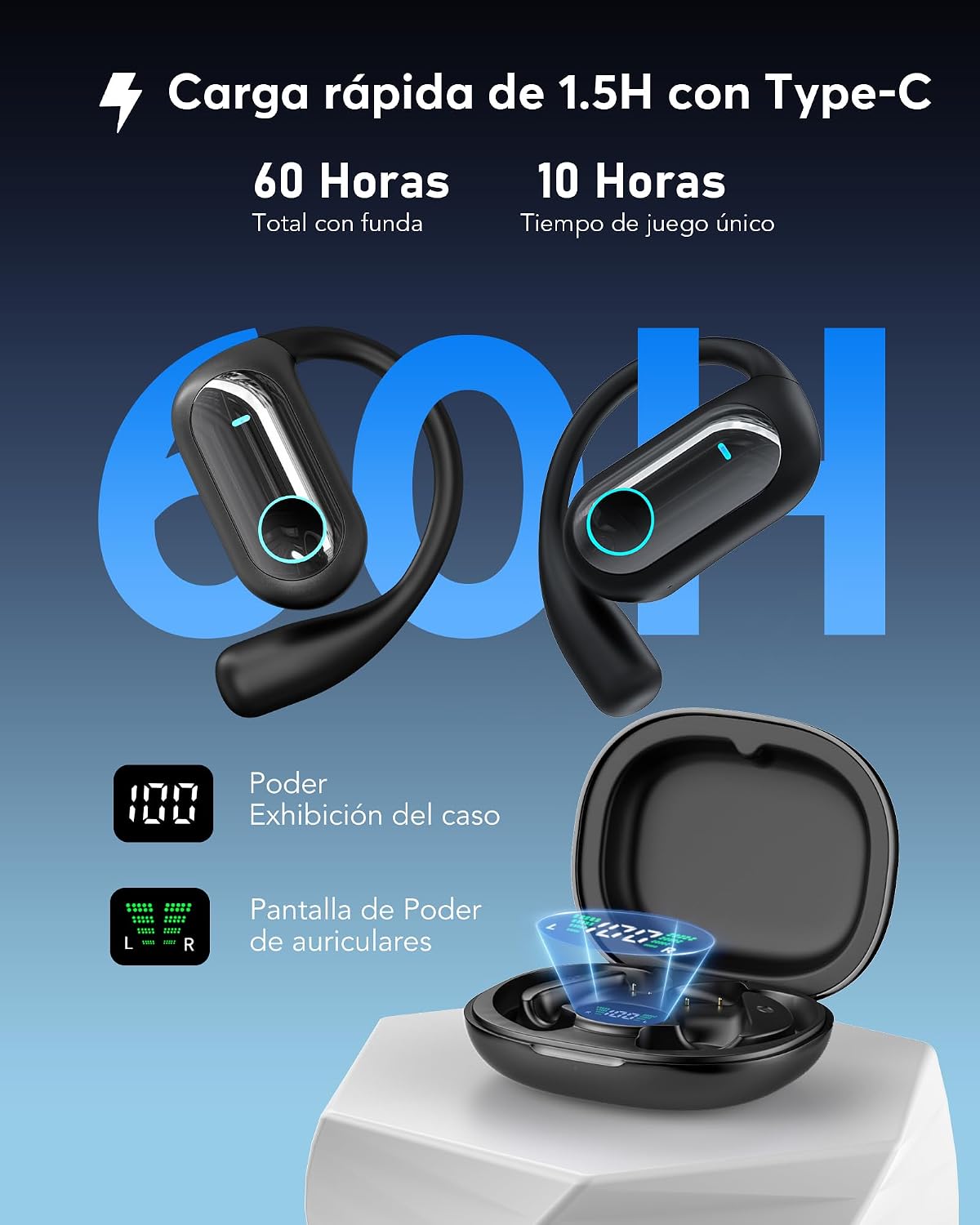 Detalle de MOZC Auriculares inalámbricos Bluetooth con traducción en tiempo real: 198 idiomas, 60 h de batería y Bluetooth 6.1