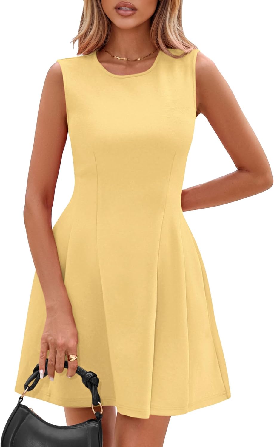 Detalle de PRETTYGARDEN 2026 Summer Dress for Women — Elegant A-Line Sleeveless Dress for Business, Casual, and Occasions