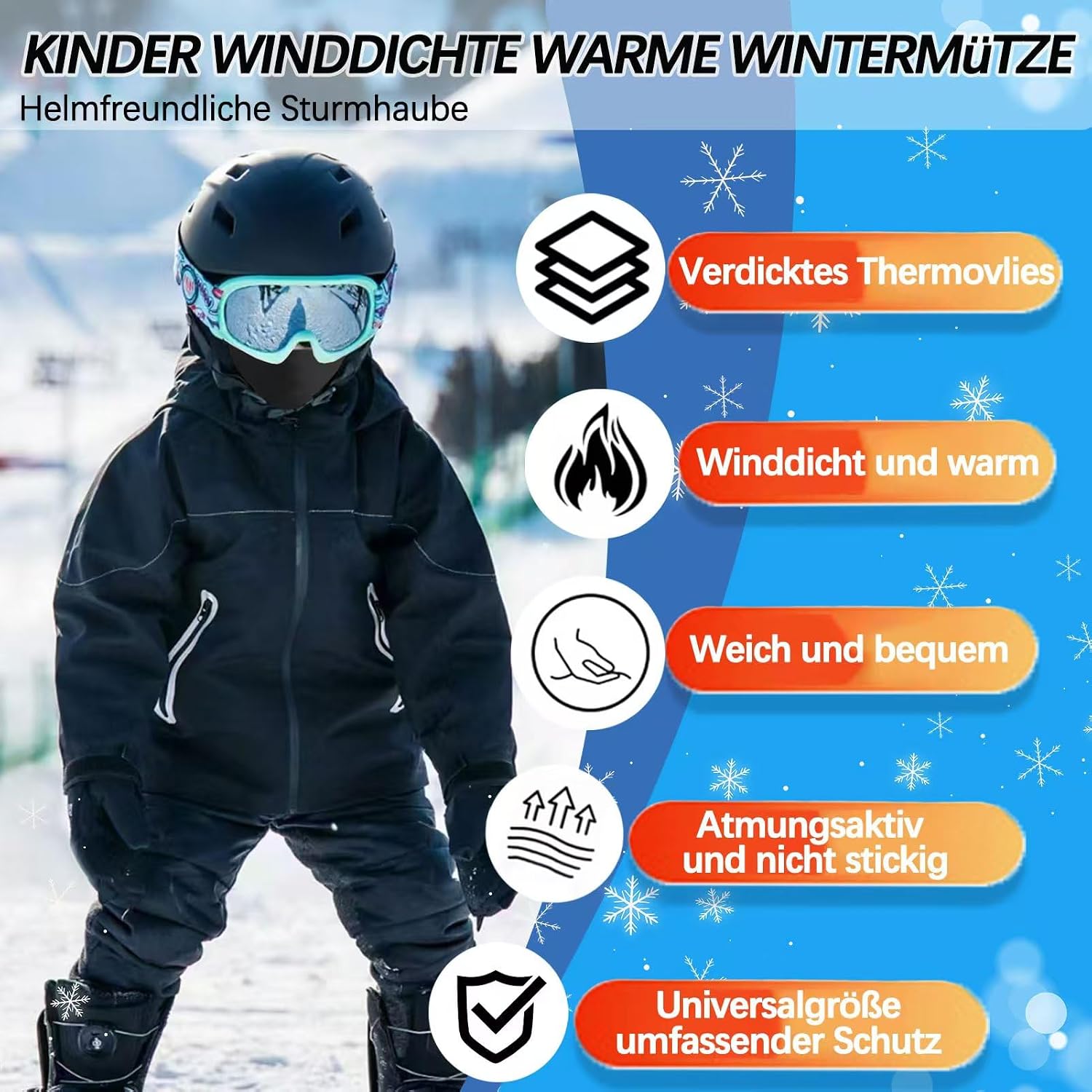 Detalle 2 de GFORI Kinder Sturmhaube 40–55 cm 🧣