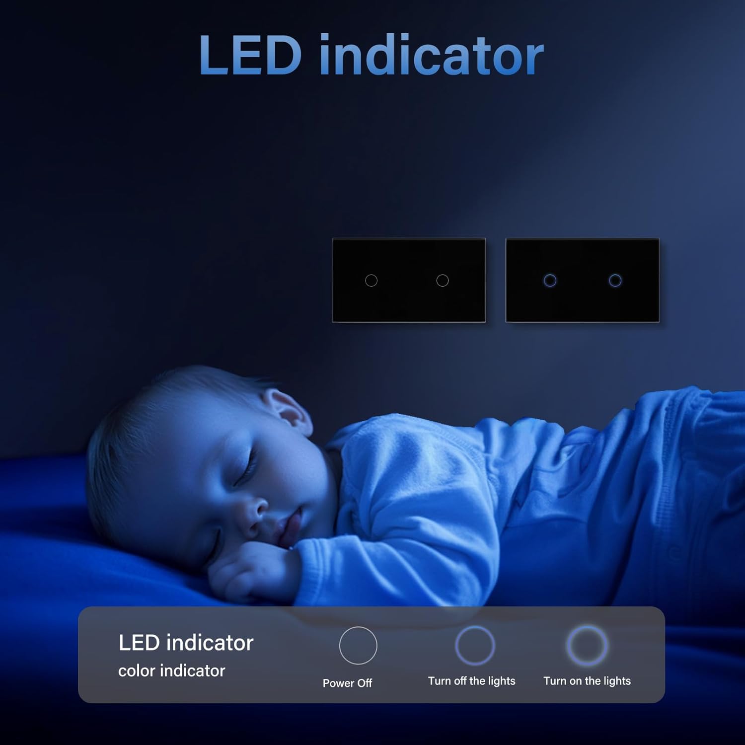 Thumbnail 5 de BSEED Touch Lichtschalter 1 Fach 1 Weg mit Glasscheibe – Berührungssensor, 3–500W, schwarz