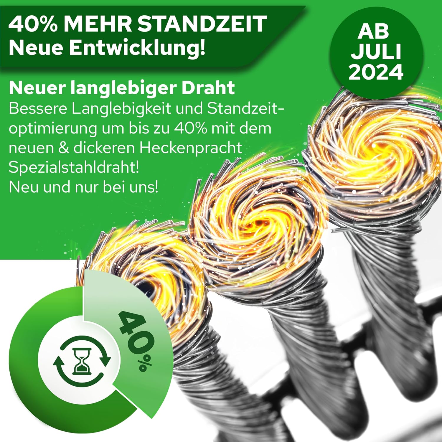 Detalle 2 de HECKENPRACHT Profi Unkrautbürste für Freischneider – Doppelversiegelte Drahtbürste mit 25,4 mm Bohrung