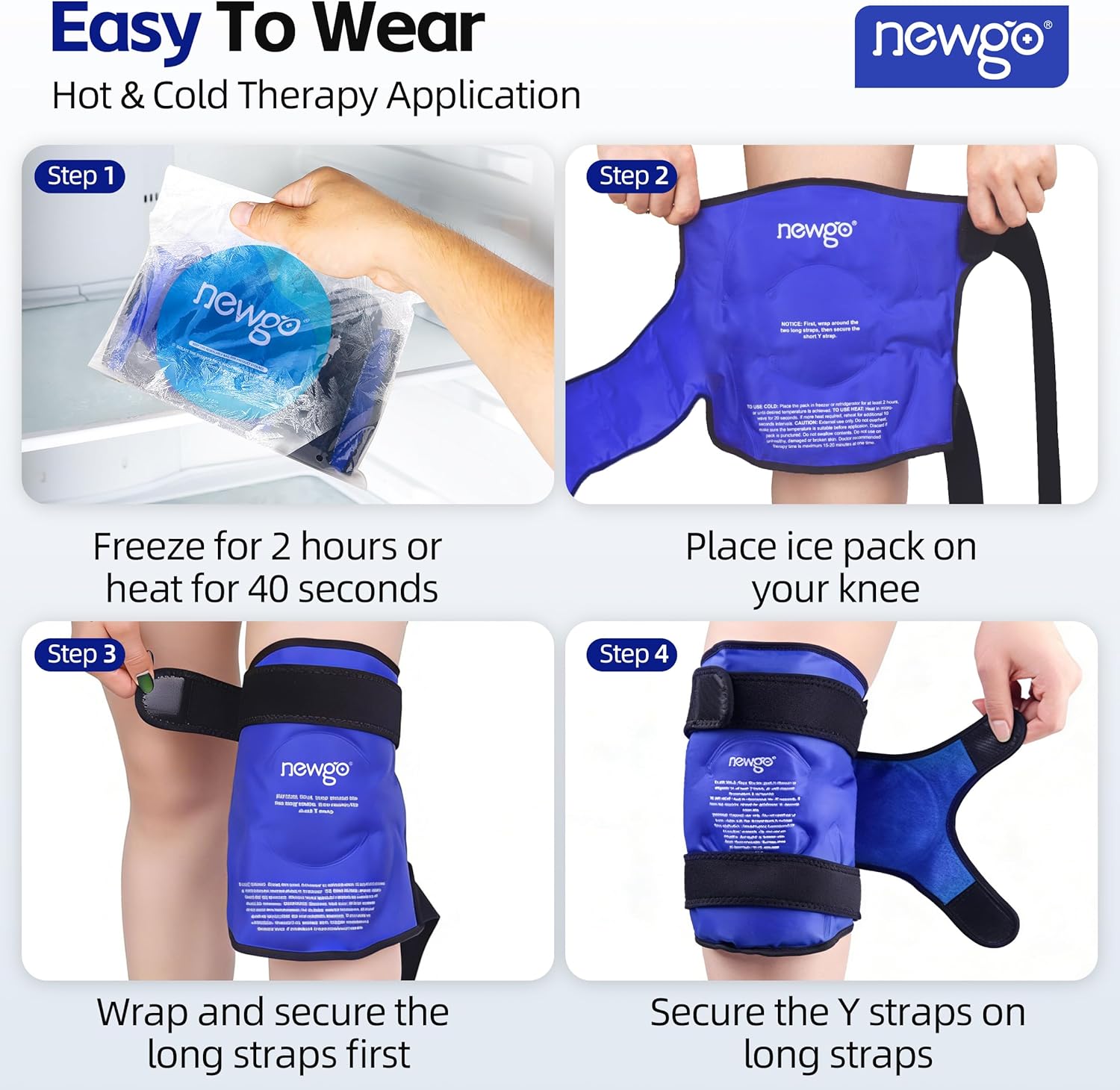 Thumbnail 6 de NEWGO Ice Pack for Knee Replacement Surgery, Reusable Gel Cold Pack Knee Ice Pack Wrap Around Entire Knee for Knee Injuries, Knee Ice Wrap for Pain Relief, Swelling, Bruises (Blue)
NEWGO Ice Pack for Knee Replacement Surgery, Reu…
