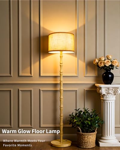Thumbnail 6 de LuminexDesigns Lámpara de Pie de Madera Vintage – Roble Natural con Pantalla de Lino Beige