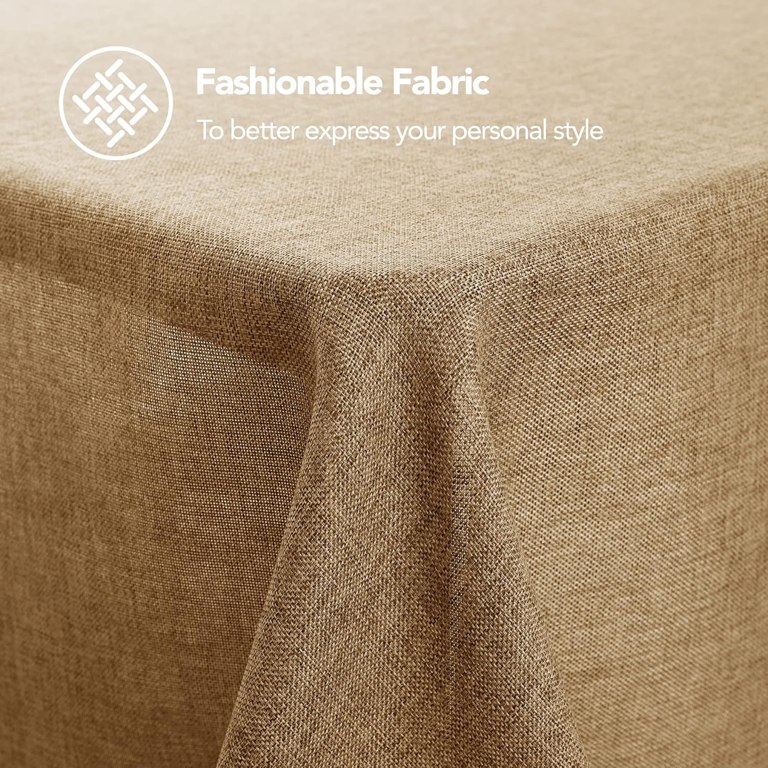 Detalle de Deconovo Tischdecke Abwaschbar Leinenoptik 130x130 cm – Ockerbraun, 1 Stück