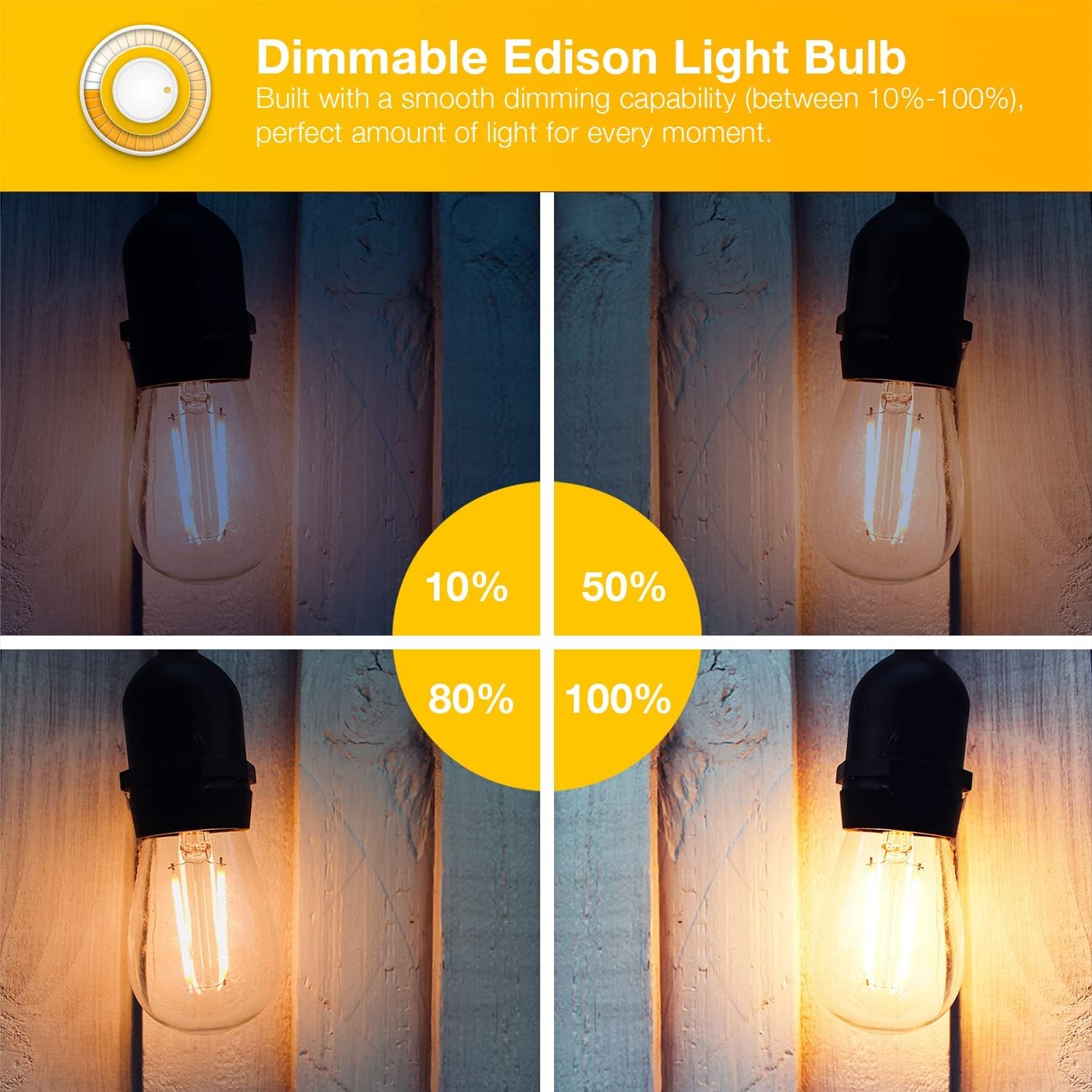 Detalle 2 de DAYBETTER DBDSDWWL004 Vintage LED Edison Bulbs, 800 Lumens, Dimmable, 2700K