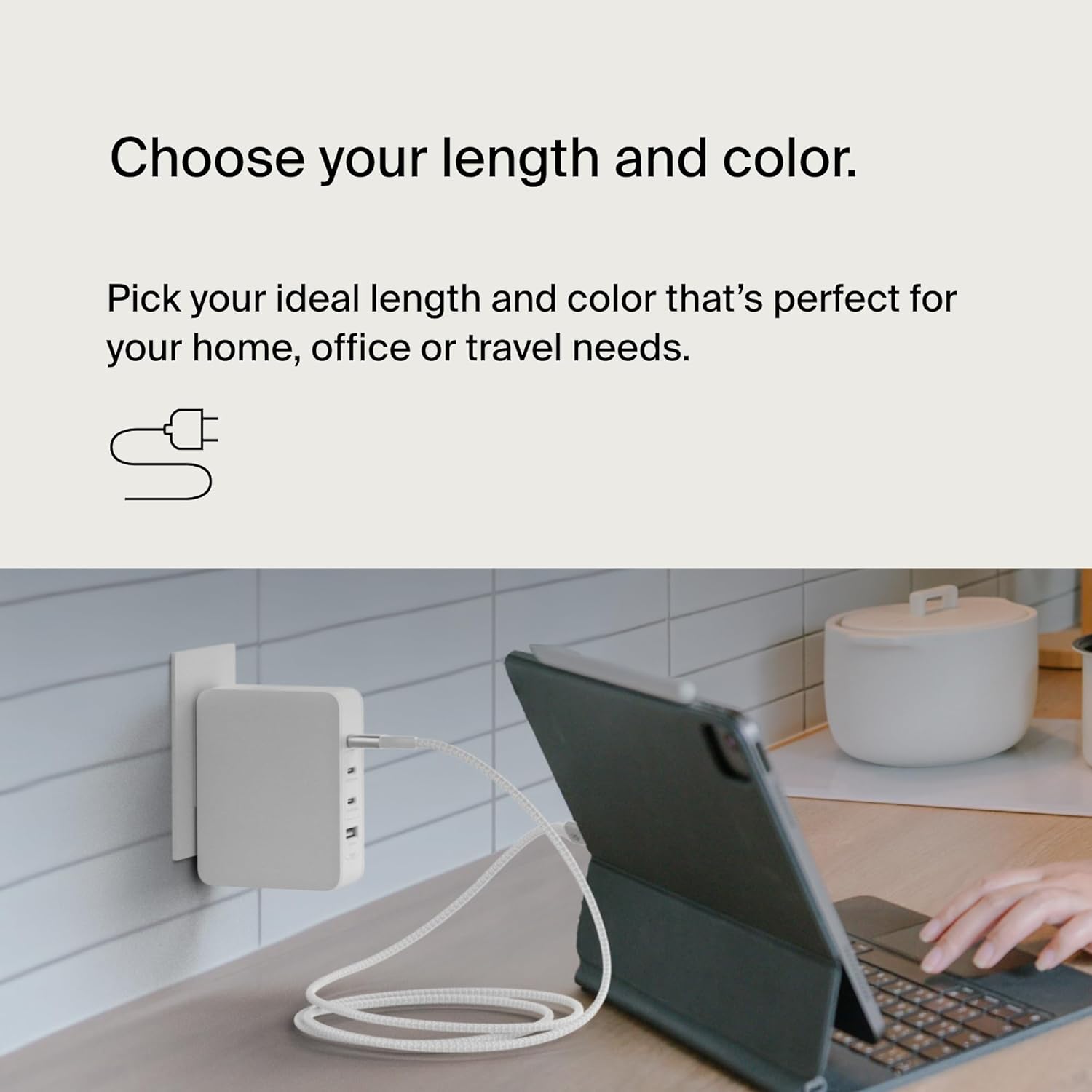 Detalle de Belkin USB-C to USB-C Cable, 3.3ft (1m), 240W, Fast Charging – White