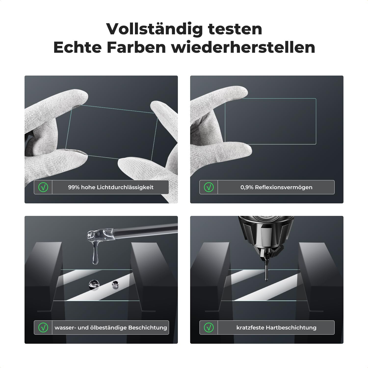 Thumbnail 1 de K&F CONCEPT Schutzfolie für Pocket 3/4: Displayschutz- und Lensschutzfolie (9H) aus Hartglas, blasenfrei, 3er-Set