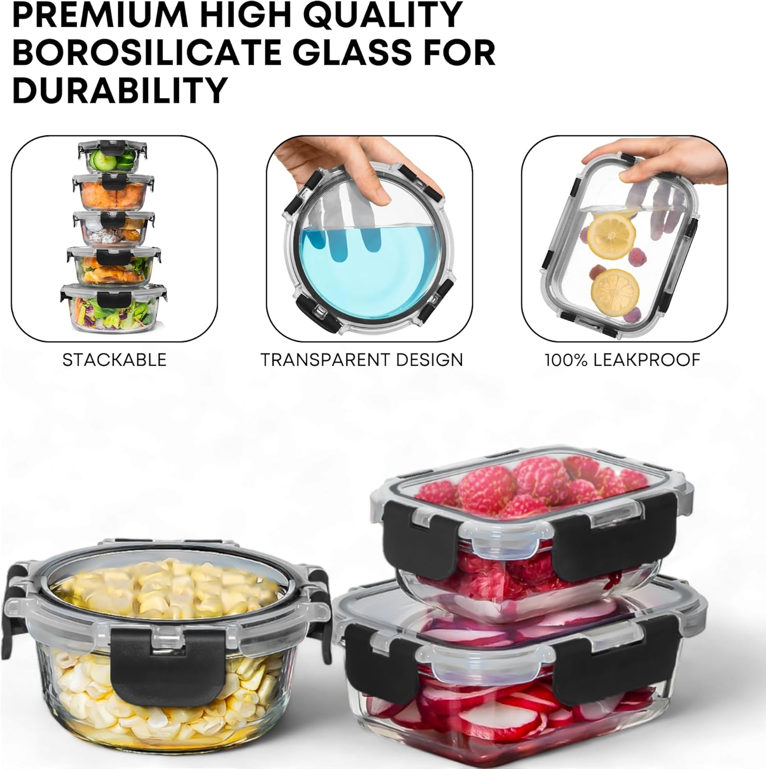 Thumbnail 6 de Razab 30 Glass Food Storage Containers 30pc 🥡