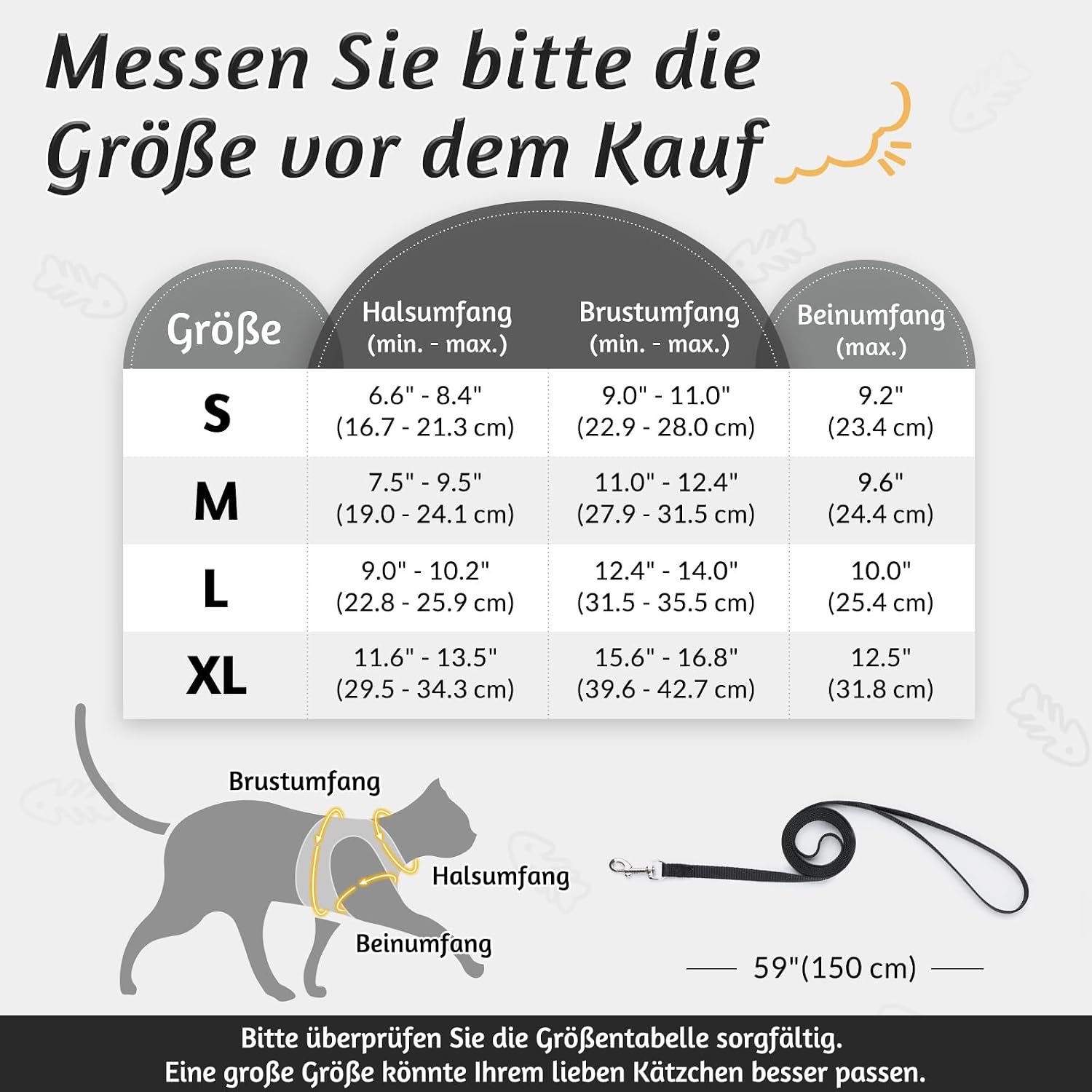 Detalle 2 de rabbitgoo Katzengeschirr mit Leine, ausbruchsicheres Kitten-Set (S) mit reflektierenden Streifen, Schwarz