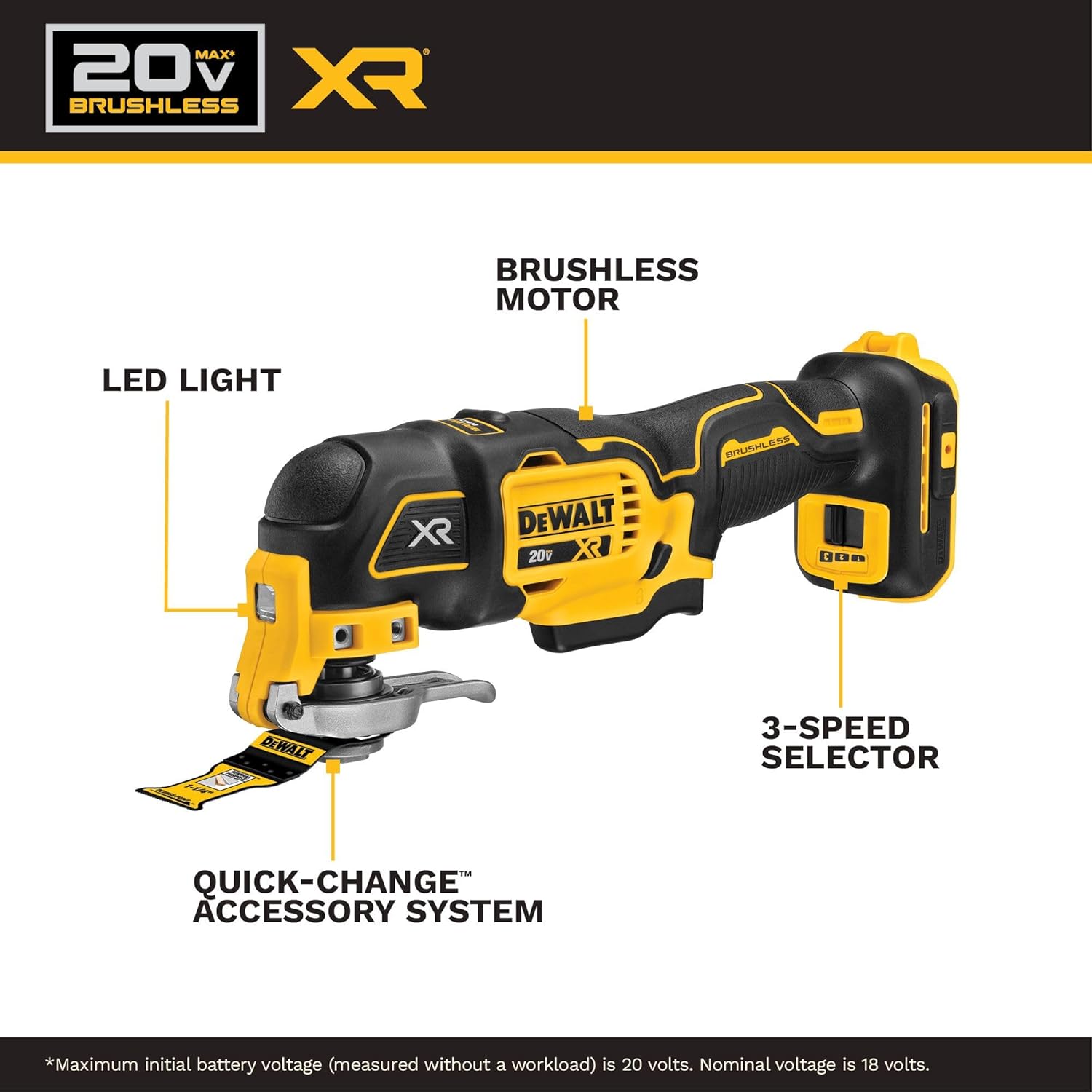 Thumbnail 2 de DEWALT 20V MAX XR Oscillating Multi-Tool Kit (DCS356D1) with Quick Blade Change, 3-Speed, Included Battery and Charger