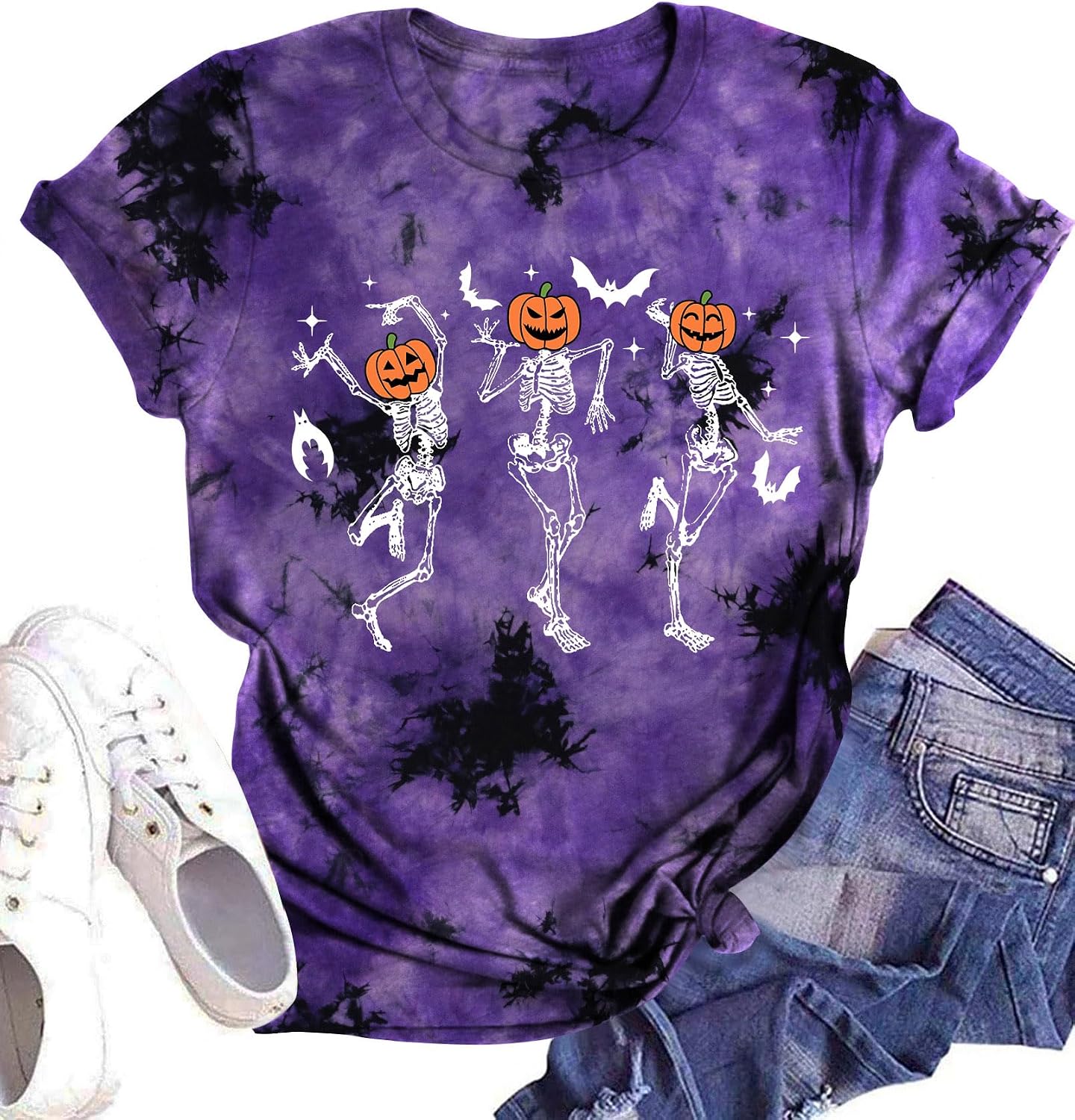 Thumbnail 4 de Halloween T-Shirt with Dancing Skeleton Graphic