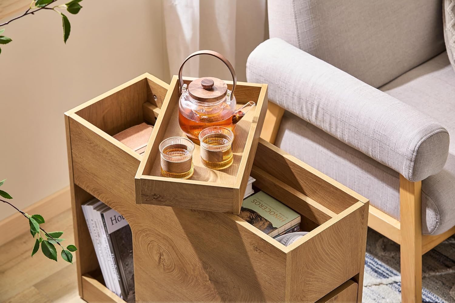 Detalle 2 de SoBuy FBT158-N table d'appoint slim 25 cm