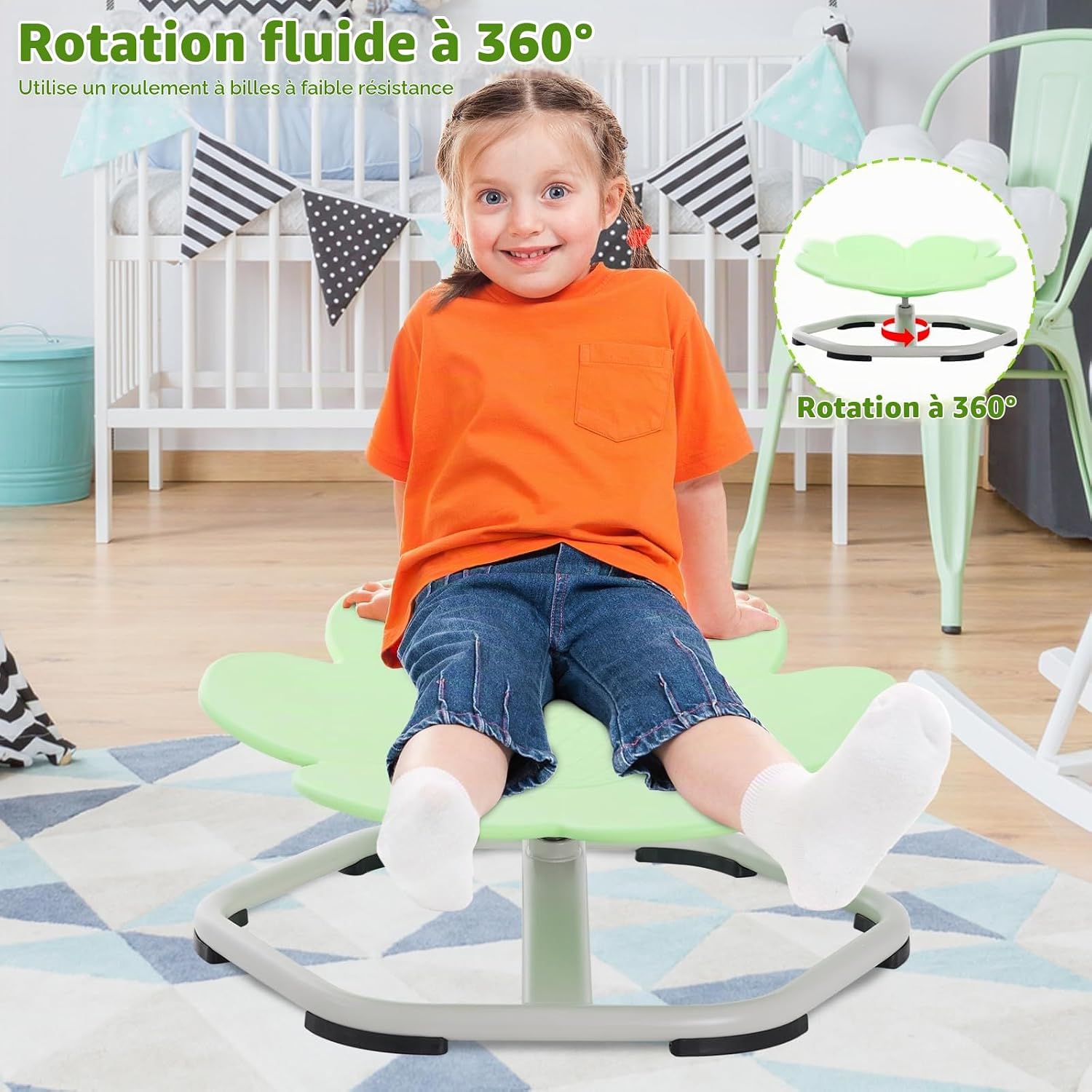 Thumbnail 4 de Siairo XZY011 sensorische draaistoel voor kinderen, kunststof, 360° draaibaar