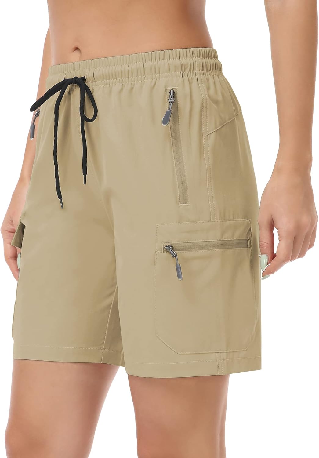 Detalle 2 de GymBrave Pantaloncini Trekking Donna Estivi Leggeri Cargo: asciugatura rapida e tasche utility