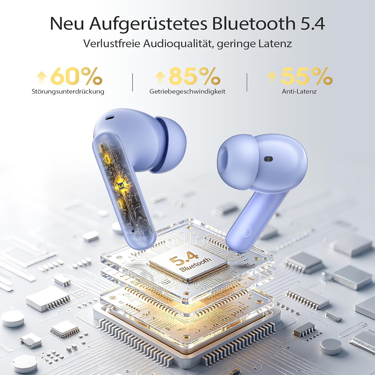 Detalle 2 de W70 Pro In-Ear Bluetooth Kopfhörer – 46 Stunden Akku, Bluetooth 5.4, IPX7, HiFi-Sound