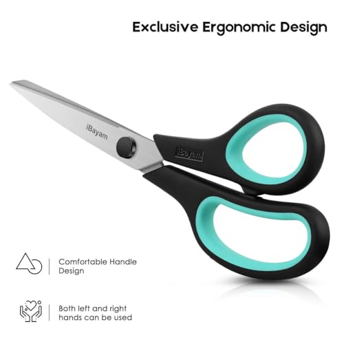 Detalle de iBayam 8.5" Heavy Duty Scissors: All-Purpose Darling for Office, School, Crafts, and Sewing