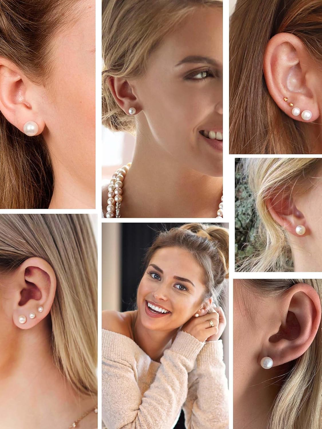 Thumbnail 1 de ChicSilver boucles d’oreilles perle de culture d’eau douce anti-allergique en argent 925 (lots de 3 paires, clous 6/8/10 mm)
