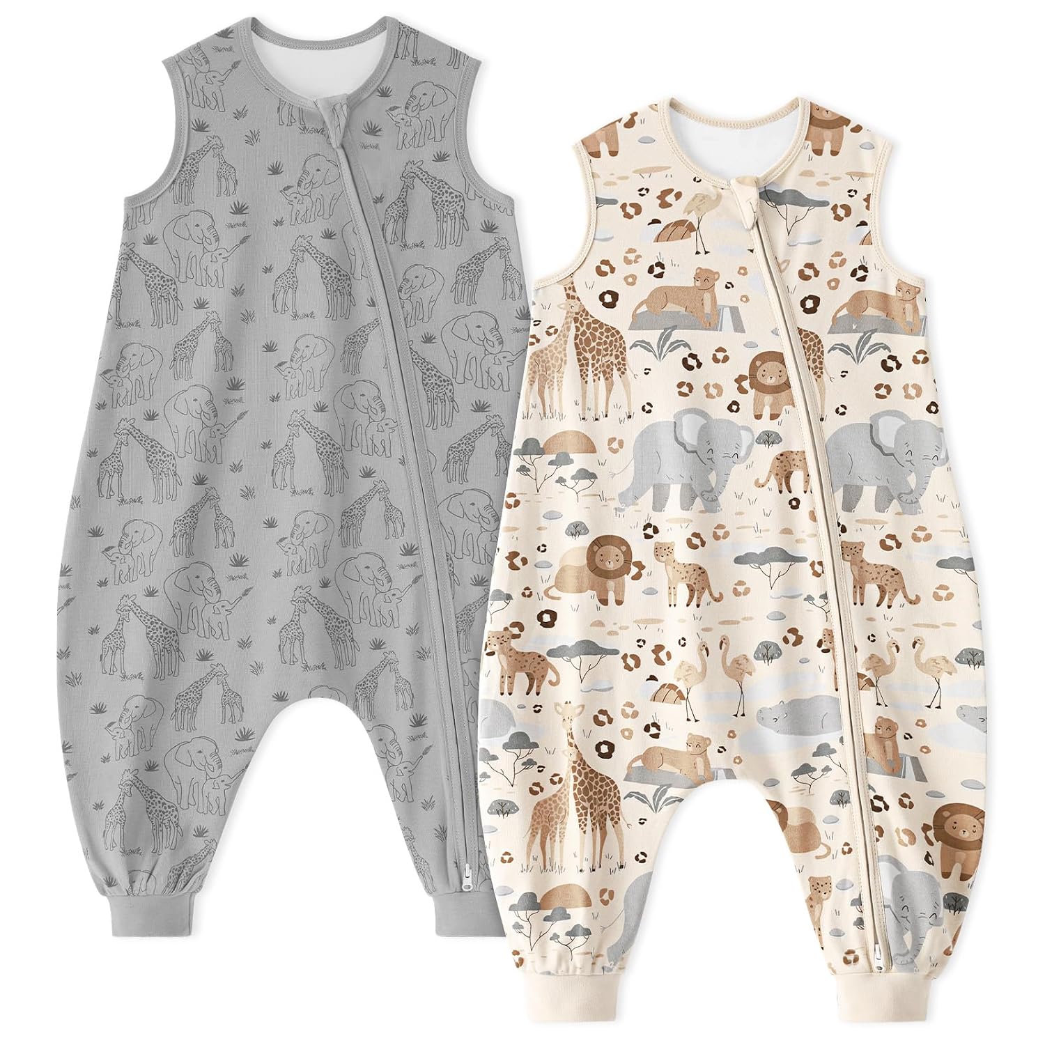 Thumbnail 6 de Unnivoll Baby Schlafsack mit Füßen 0,5 Tog – 2er Pack, Baumwolle, Grüne Babyschlafsäcke mit Beinen (80 cm)