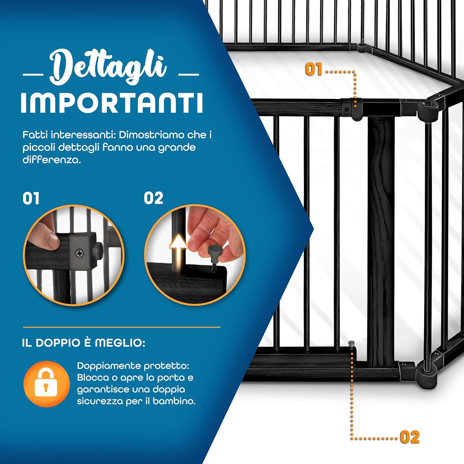 Thumbnail 2 de KIDUKU XXL Box per Bambini in 8 elementi con barriera di sicurezza pieghevole e porta inclusa (7,2 metri, Nero)