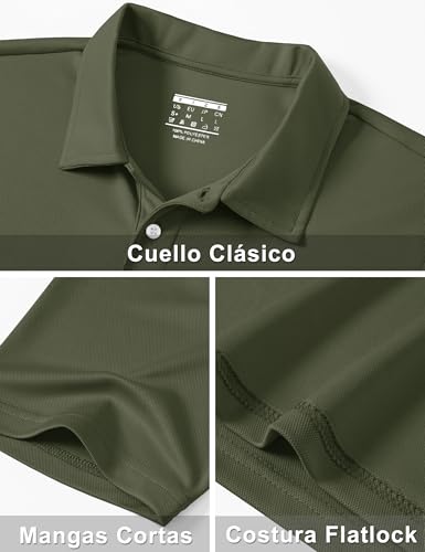 Thumbnail 2 de TACVASEN Polo Hombre Manga Corta – Camisa Polo Deportiva Verdes Ejército, Secado Rápido y Transpirable