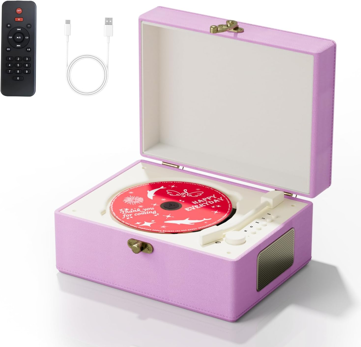 Detalle de Yintiny TMB8 draagbare cd-speler, paars, oplaadbaar, 3600 mAh