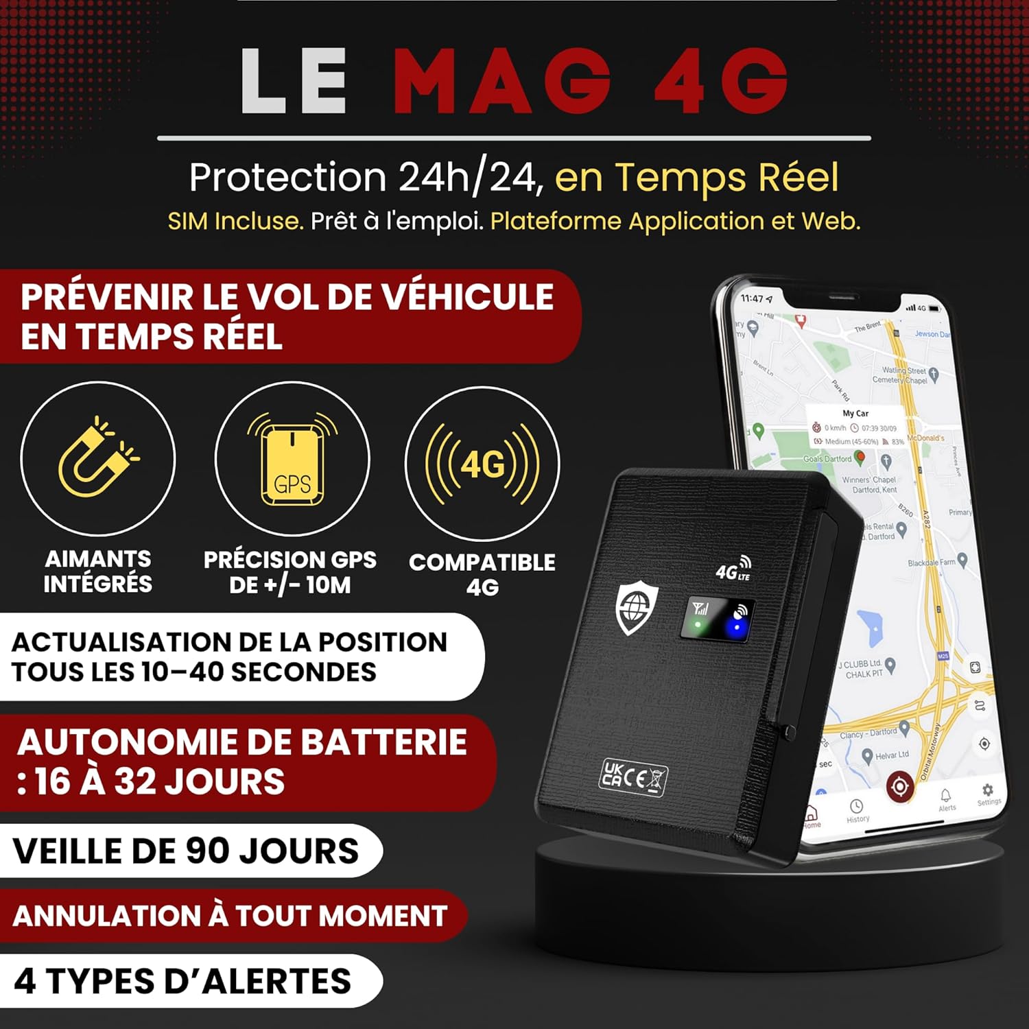 Detalle de SafeTag Mag 4G traceur GPS magnétique