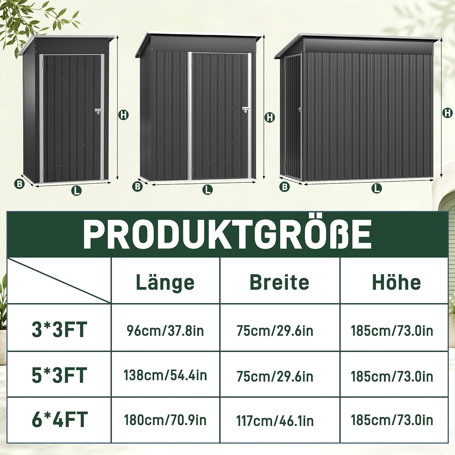 Detalle de VA-Cerulean Metall Gerätehaus 96x75x162 cm – wetterfestes Pultdach-Geräteschuppen aus verzinktem Stahl