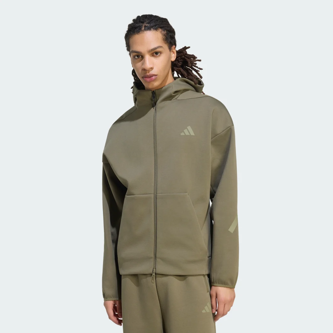 Detalle de Sudadera ADIDAS Z.N.E. con cierre de cremallera – Verde