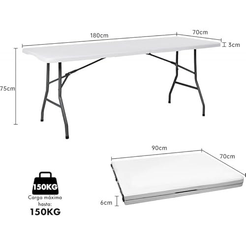 Thumbnail 2 de Mesa plegable camping y jardín 180x70 cm de T-LOVENDO.ES — resistente, portátil y versátil