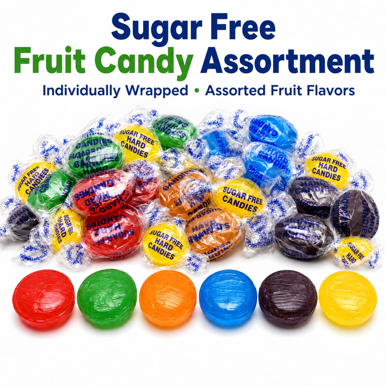 Detalle de ONE CANDY WAY Sugar Free Hard Candy Assortment, 1 lb Bag, 75 Individually Wrapped Pieces