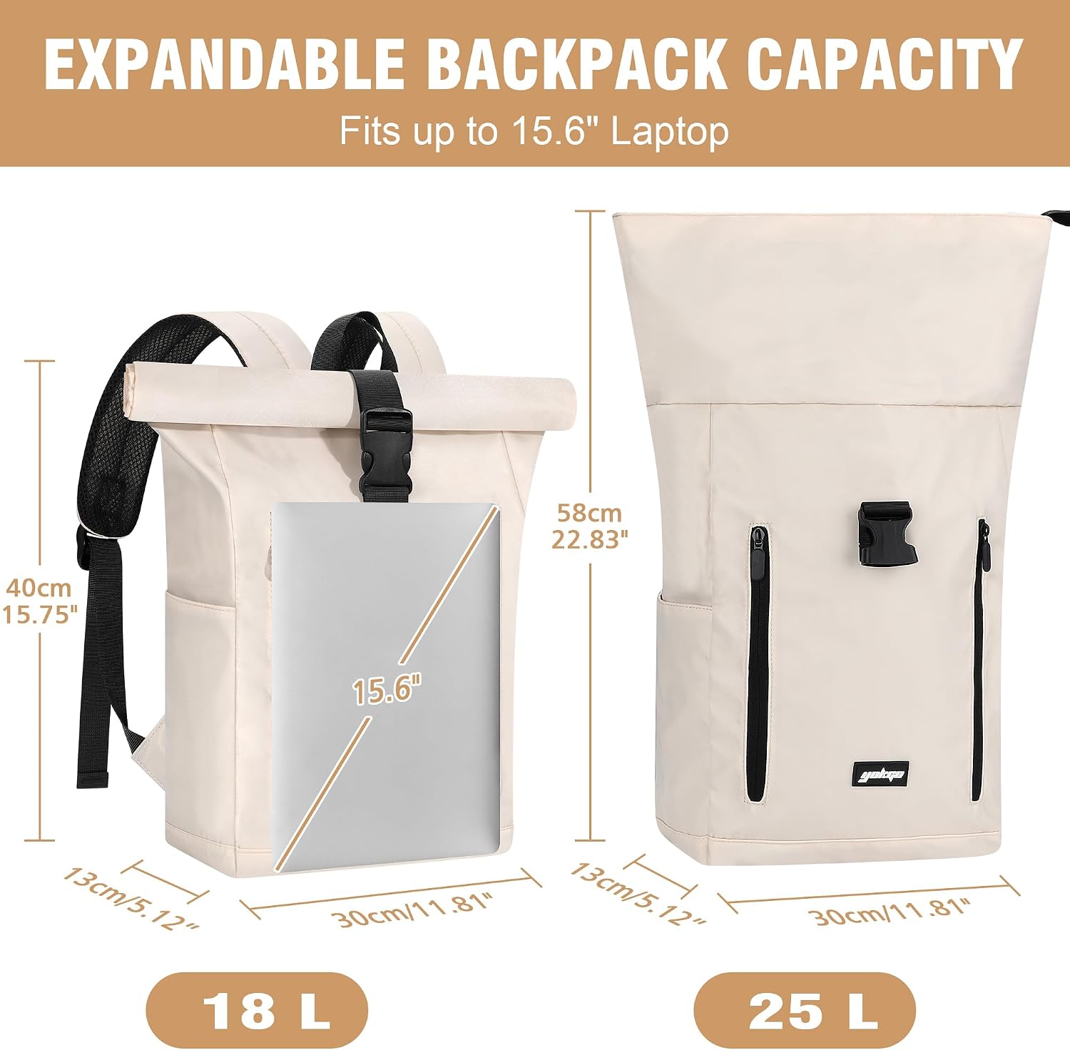 Thumbnail 1 de YOKGO Zaino Rolltop 18-25L per PC 15,6"