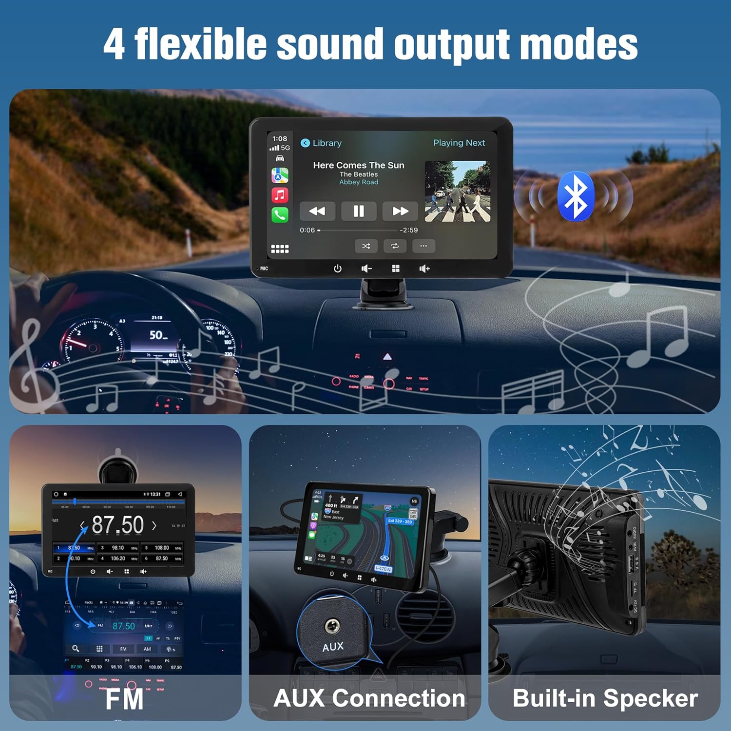 Thumbnail 1 de Alltolink Autolink Wireless Carplay and Android Auto Car Play Screen – 7-Inch Portable Car Tablet with Voice Control
