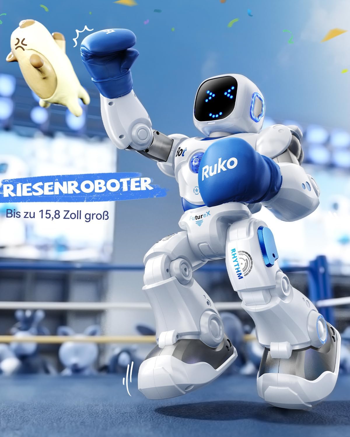 Thumbnail 2 de Ruko 1088 Intelligenter Roboter – interaktiver Lernroboter mit App-Steuerung (groß, blau) für Kinder 4–9 Jahre