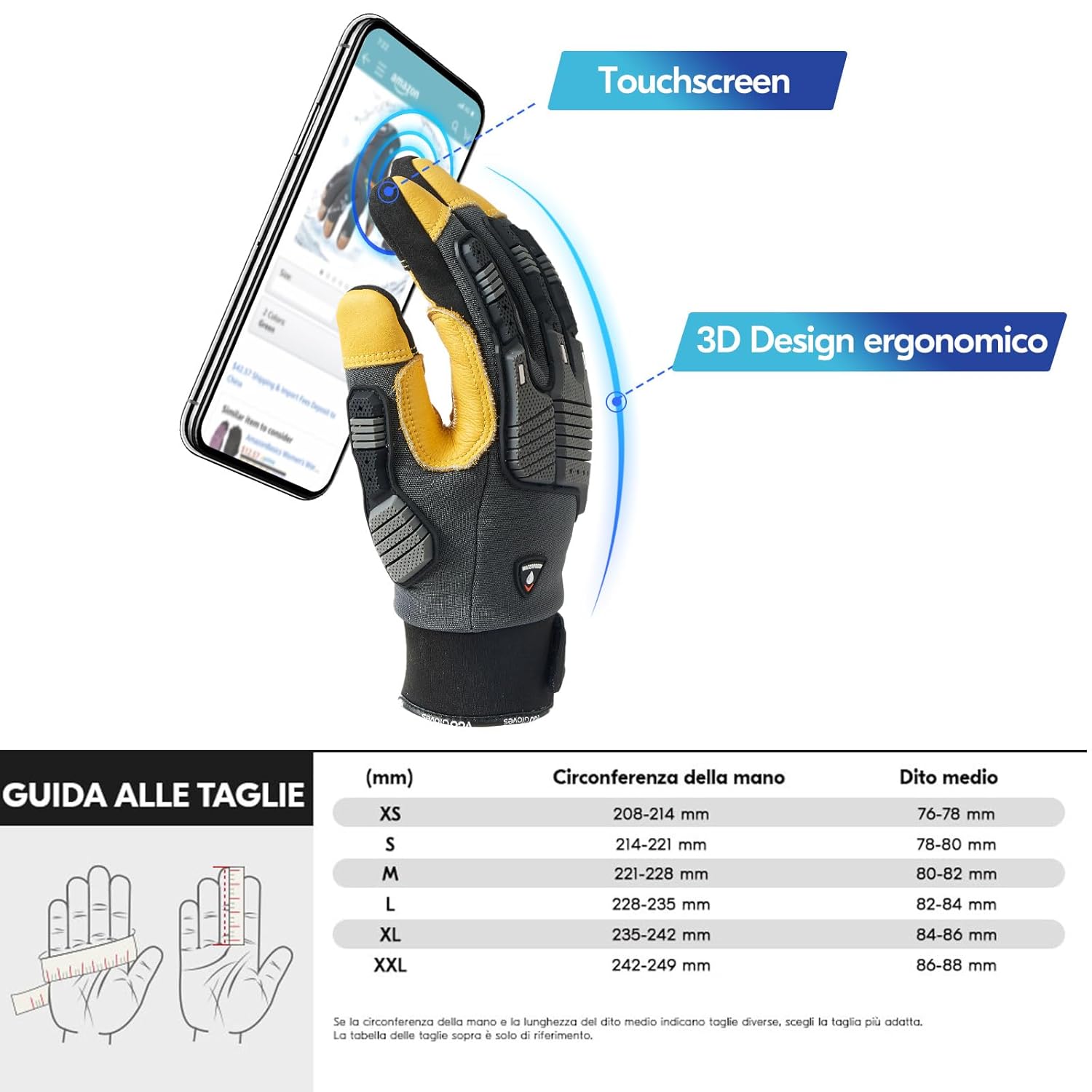 Thumbnail 5 de Guanto antinvernali da lavoro in pelle uomo 0°C/32°F con protezione antiurto e antivibrazione CA7725FLWP