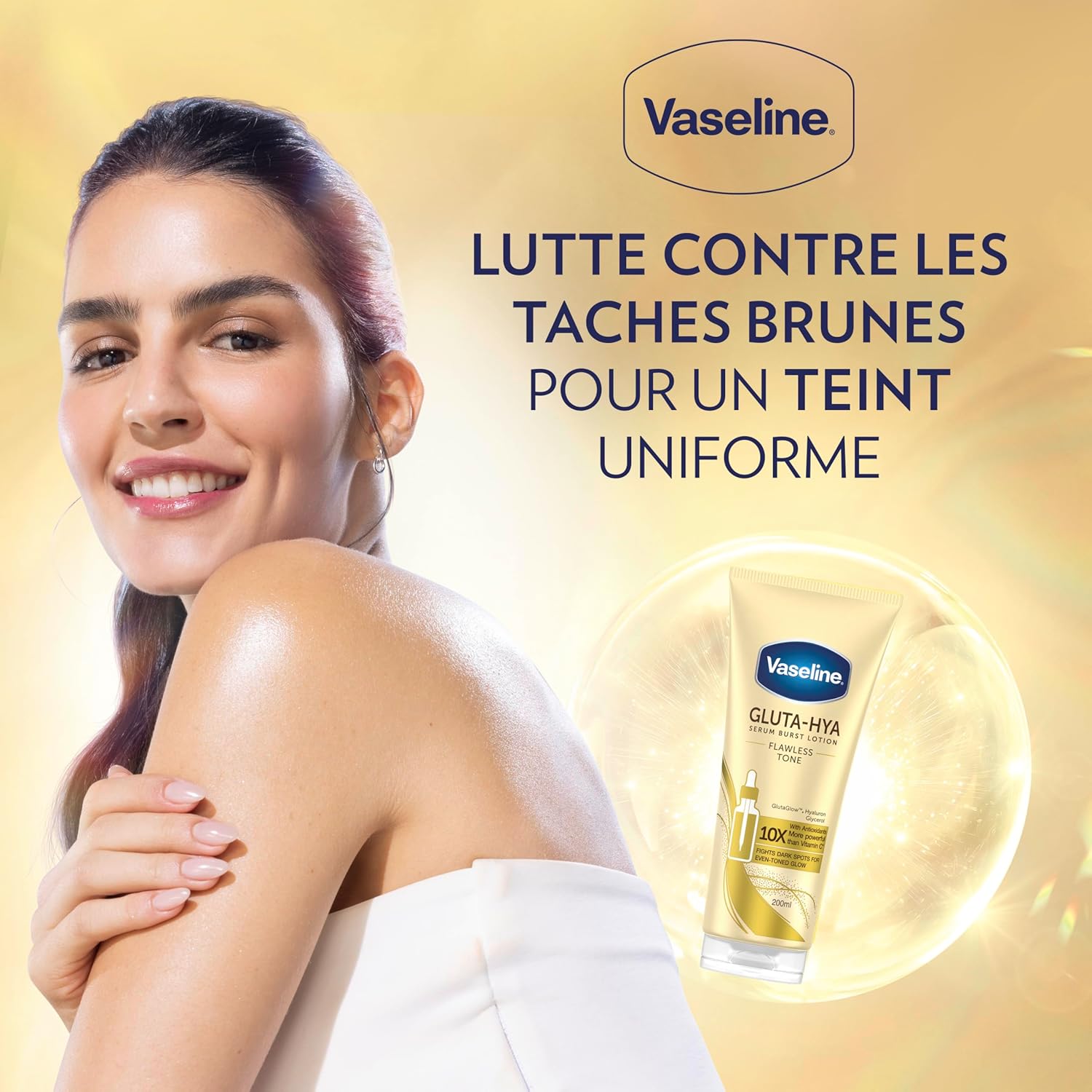 Detalle de Vaseline Gluta-Hya Flawless Tone: Lotion hydratante riche en antioxydants, 2 x 200 ml