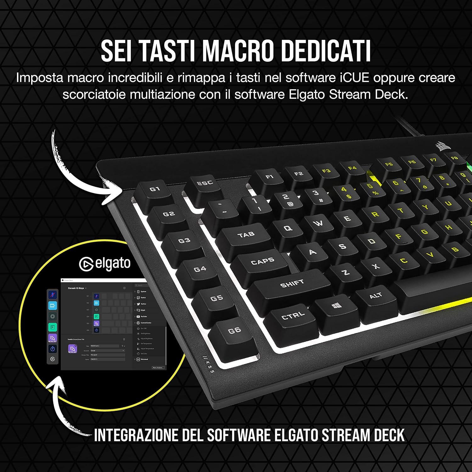 Thumbnail 4 de Corsair K55 RGB PRO Tastiera Gaming Membrana