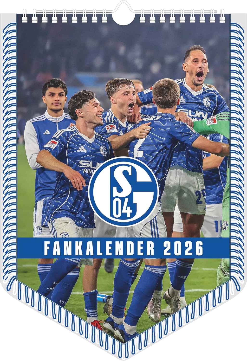 Detalle de Alpha Edition N Neumann FC Schalke 04 2026 Bannerkalender A3 (30x42 cm) mit 12 Monatsblättern und Spiralbindung