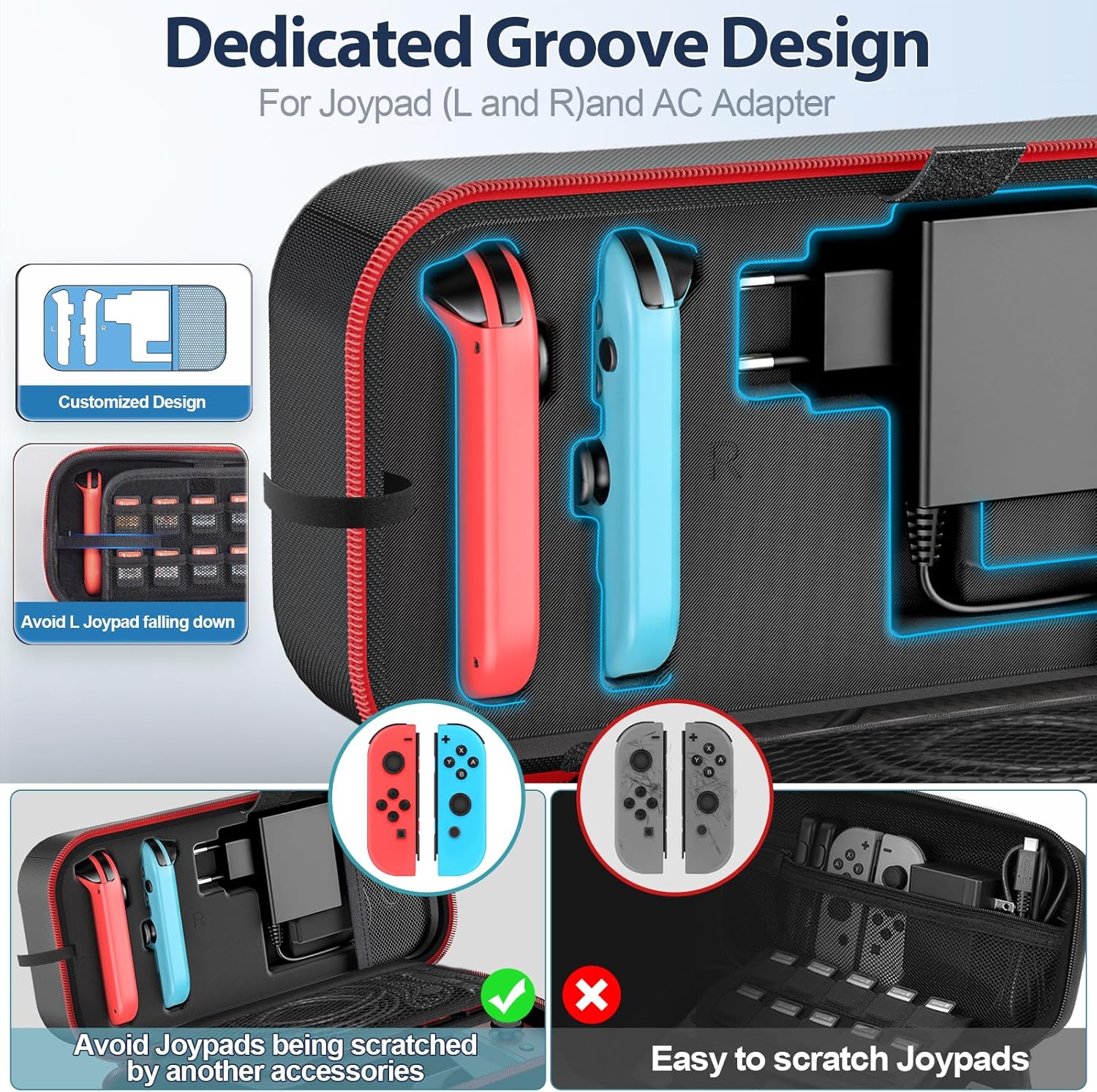 Thumbnail 4 de OIVO Étui Rigide pour Nintendo Switch & Switch OLED — Protection robuste et rangement organisé (Rouge)