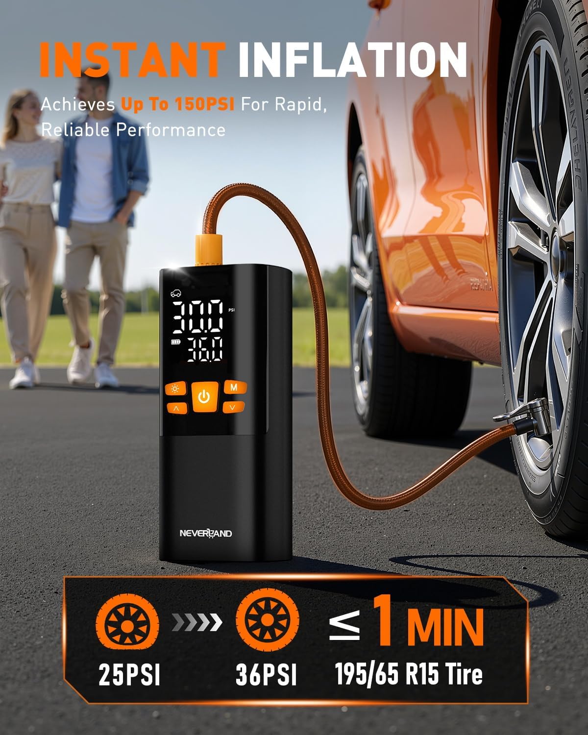 Detalle 2 de NEVERLAND Tire Inflator 150 PSI cordless pump