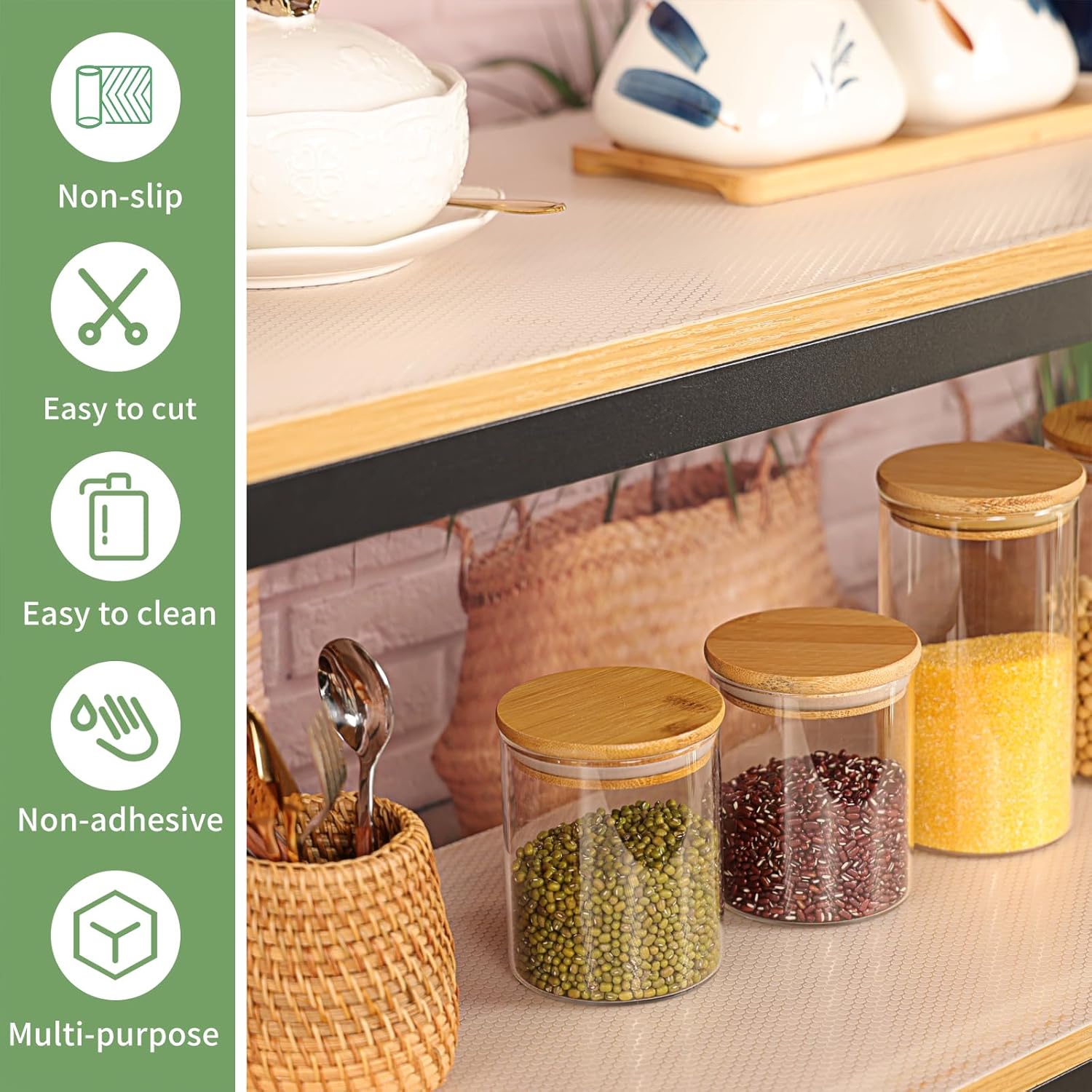 Thumbnail 4 de wohomuke Shelf Liners: Non-Slip EVA Drawer and Shelf Mats (Transparent, 44.5cm x 6m)