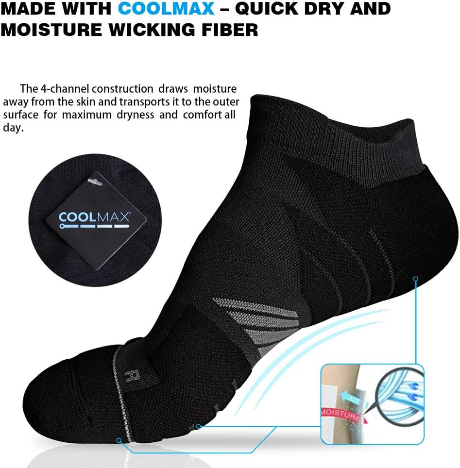 Detalle de Hylaea No Show Running Athletic Anti-Blister Socks with Coolmax — Seamless, Odor-Resistant Footwear Essentials