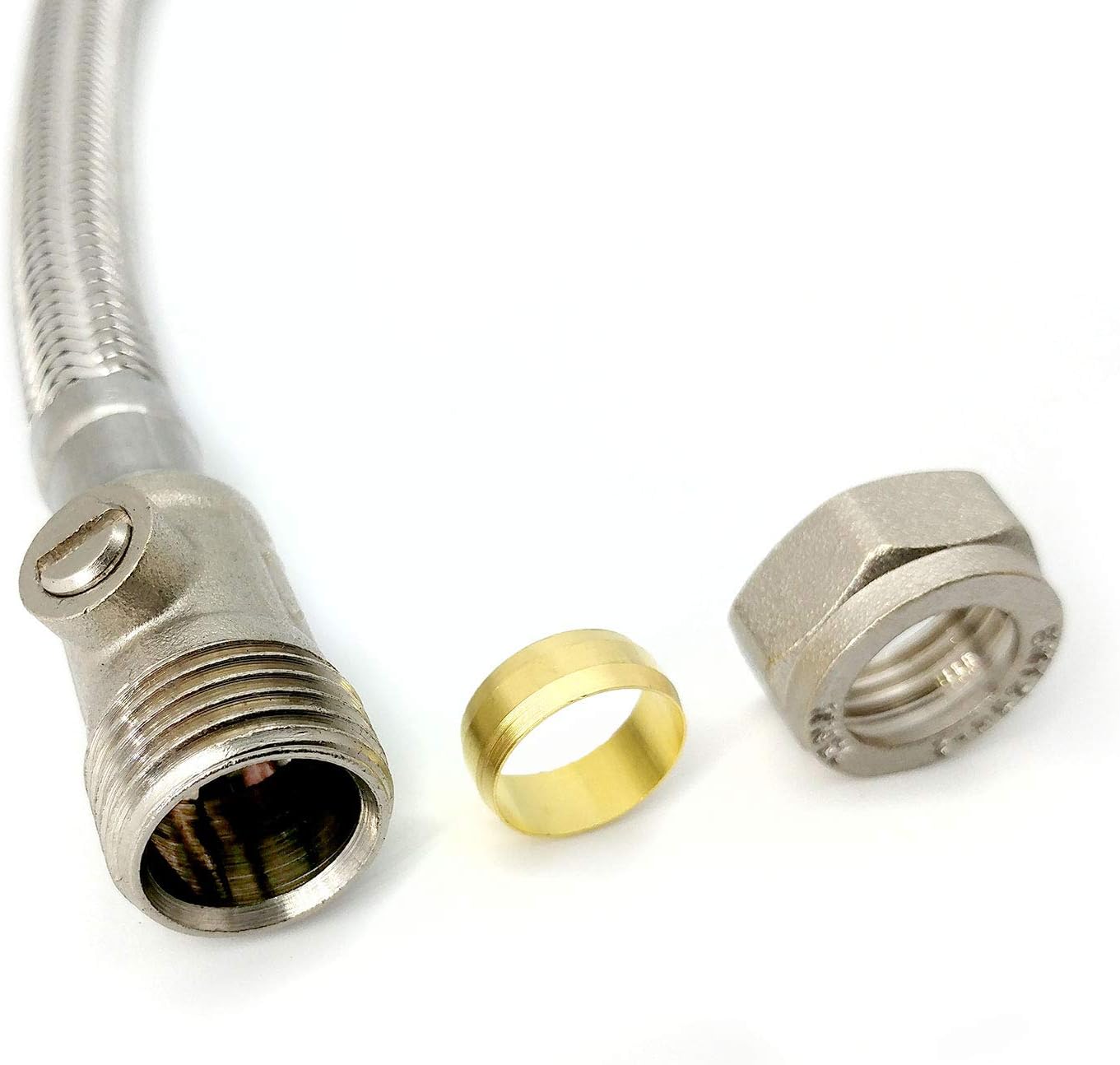 Thumbnail 2 de Xcel Home WRAS Approved 900mm Flexible Pipe Connector with Isolation Valve, 15mm Compression, 1/2" BSP, Stainless Steel Braided, 15 Bar, 85°C