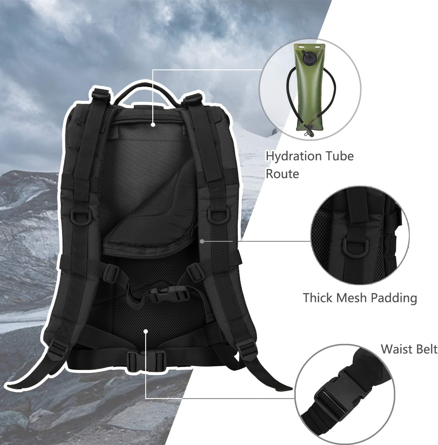 Detalle de Hannibal Tactical Militär Taktischer Rucksack Cooper 40L – Robuster Begleiter für Outdoor, Go-Bag und Alltag