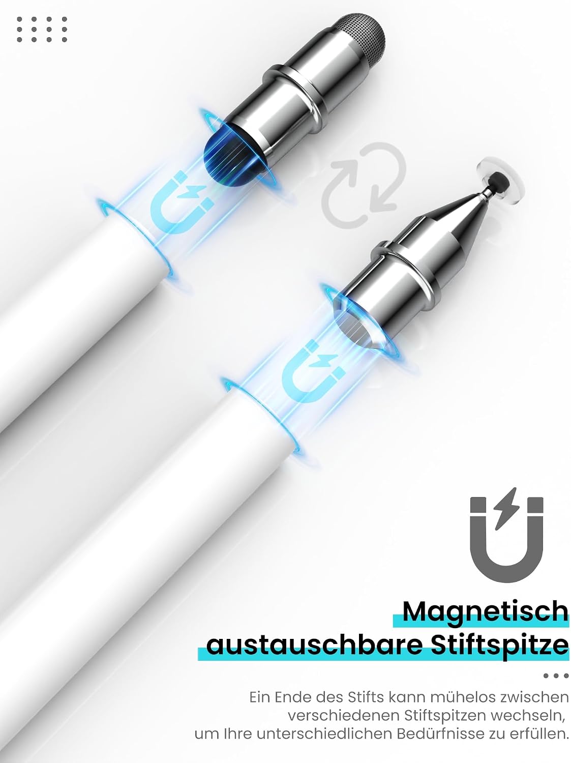 Detalle 2 de MEKO 3-in-1 Magnetischer Touchscreen-Stift mit Disc-, Fibre- und Gummispitze