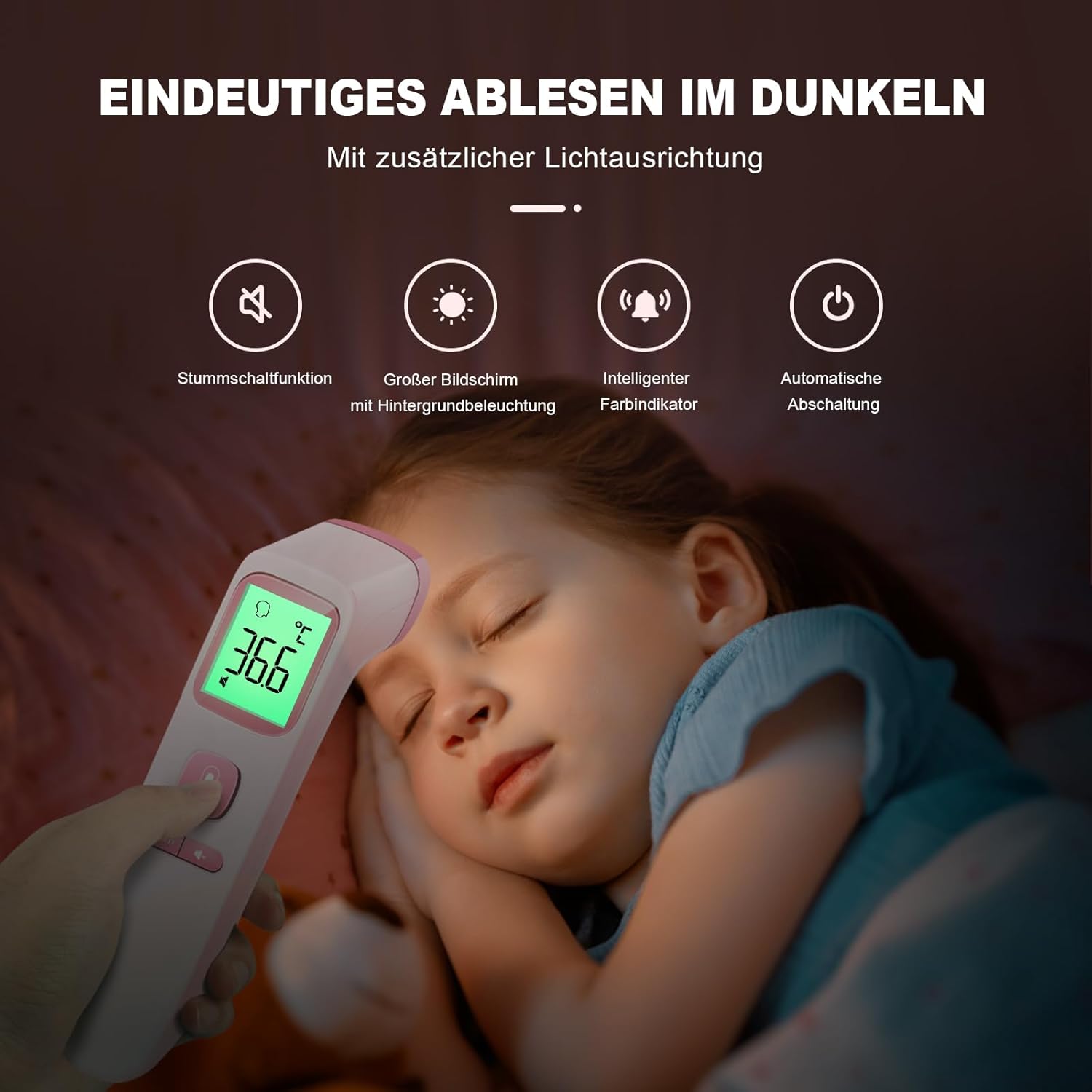 Thumbnail 5 de Fieberthermometer Kontaktlos von Viproud – Stirnthermometer mit 1-Sekunden-Messung, 35 Speicherwerte und Farbdisplay