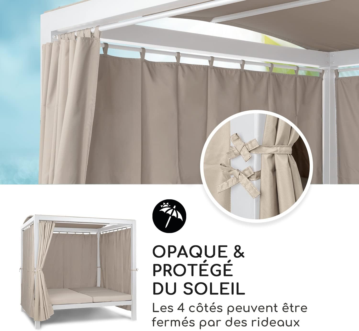 Detalle 2 de blumfeldt 10045965 Double Sun Lounger with Adjustable Canopy and Backrest