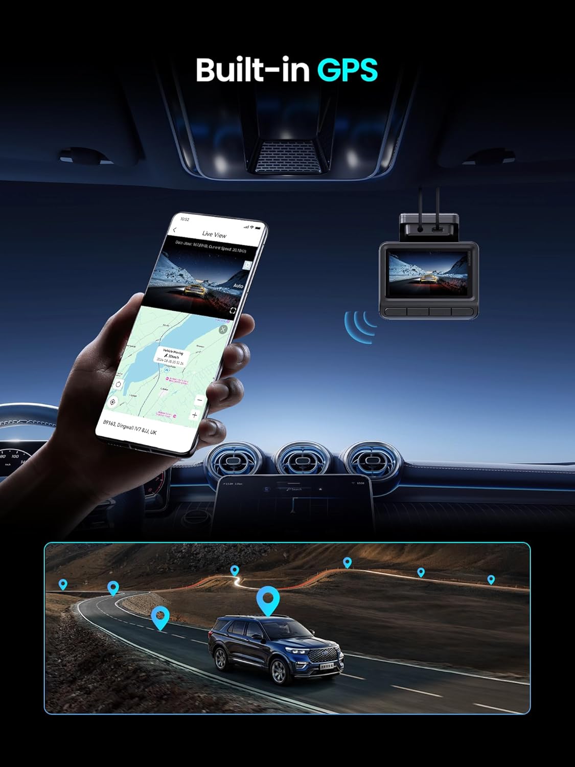 Thumbnail 6 de DDPAI Z50 Pro dashcam auto 4K+1080P con WiFi 6 5 GHz, GPS e 48 ore di monitoraggio in parcheggio